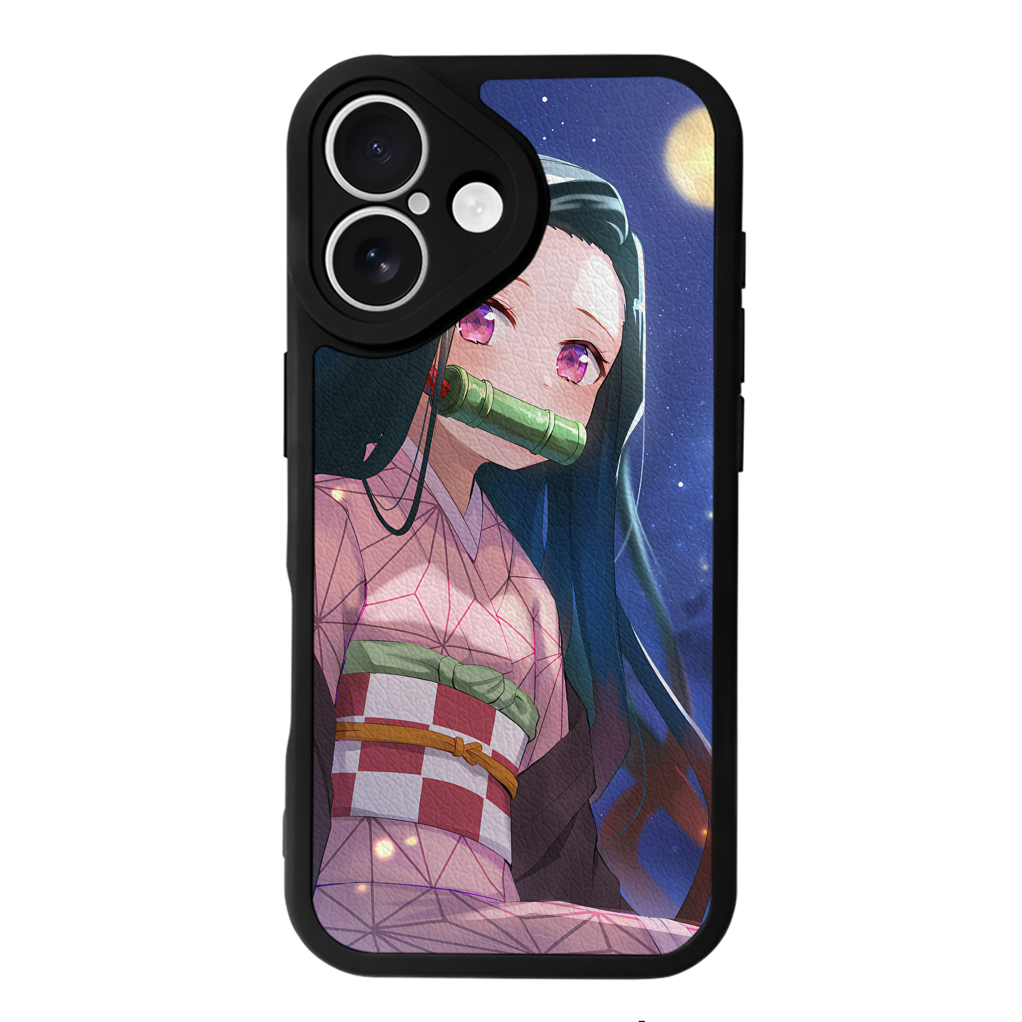 （画像用） 鬼滅の刃（きめつのやいば）竈門 禰󠄀豆子／かまど ねずこ Kamado Nezuko 【iPhone 16シリーズ対応】シリコンスマホケース（レザー調） 材質：シリコン